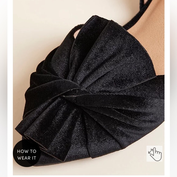 Torrid Black Velvet Twist Bow Flat Size 9.5 WW - Picture 4 of 7